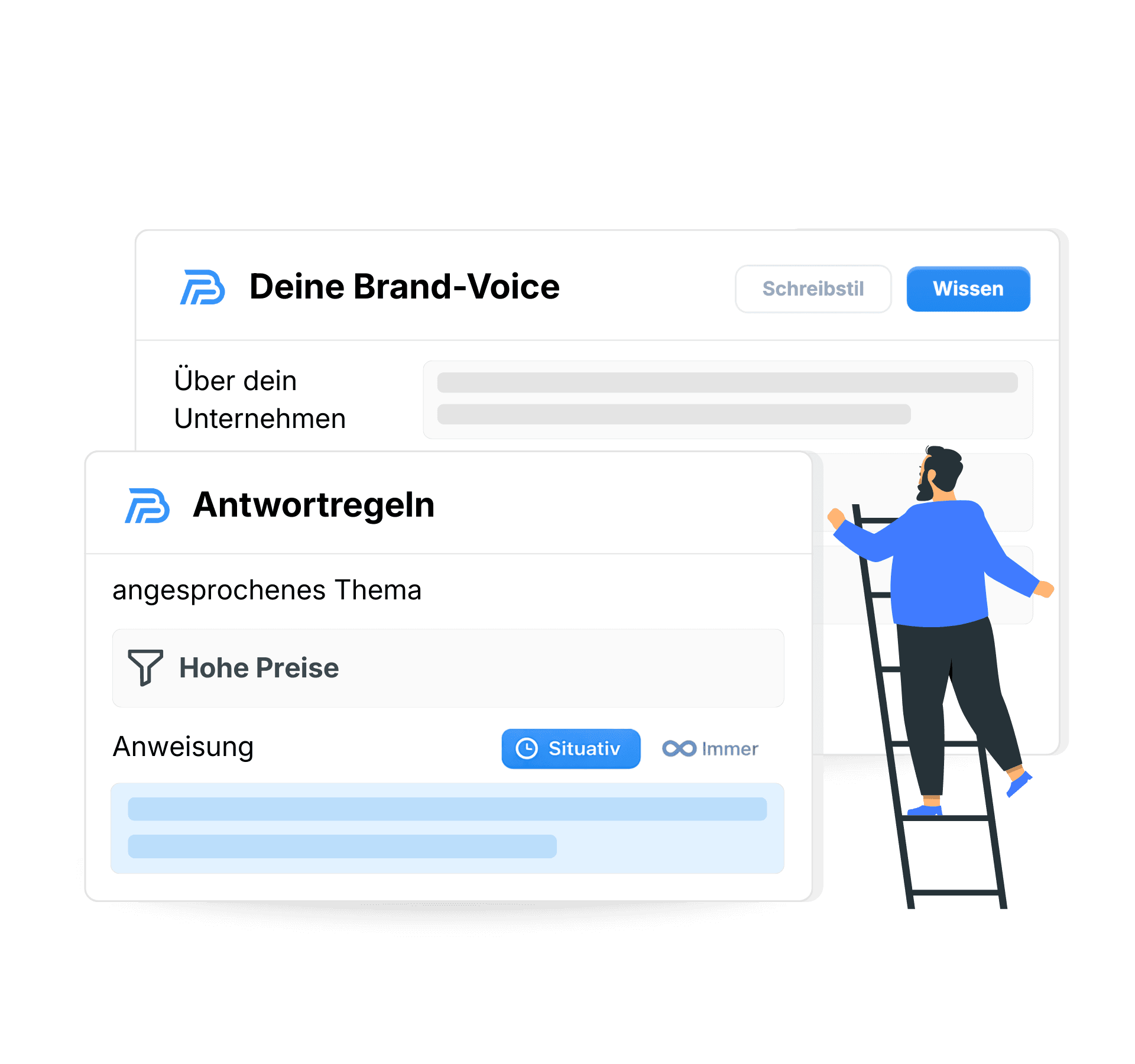 Formuliere immer im Stil deines Unternehmens